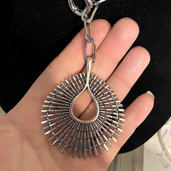 Handmade Silver Boho Peacock Statement Necklace - Picture 2 of 2